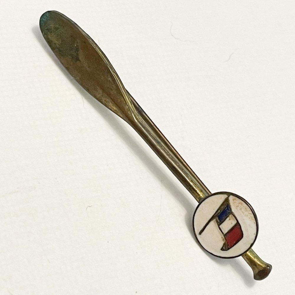 Vintage Brooch Paddle with French Flag